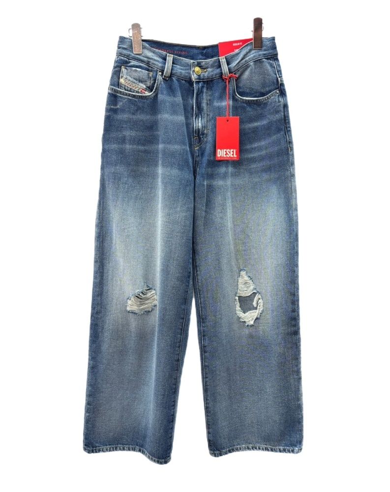 ディーゼル DIESEL タグ付 2000-J コットンデニム ジーンズ DENIM JEANS ワイド ダメージ加工 Y2K トレンド INDIGO BLUE 青 16Y J00818 _ KXBEB デニム ブルー 104LB-108