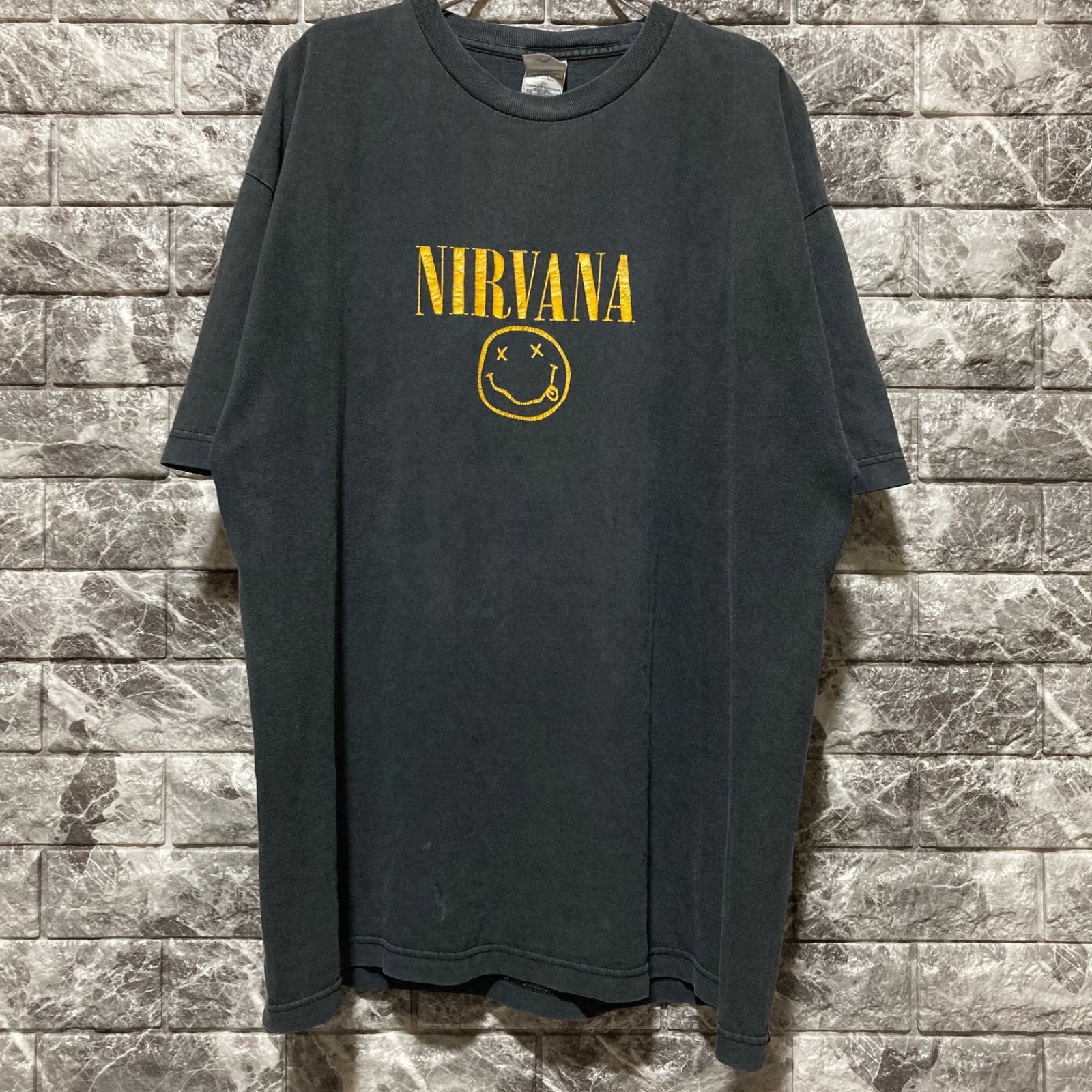 NIRVANA SMILE Tシャツ XL ニルヴァーナ BLACK グランジ 鬼フェード フェード