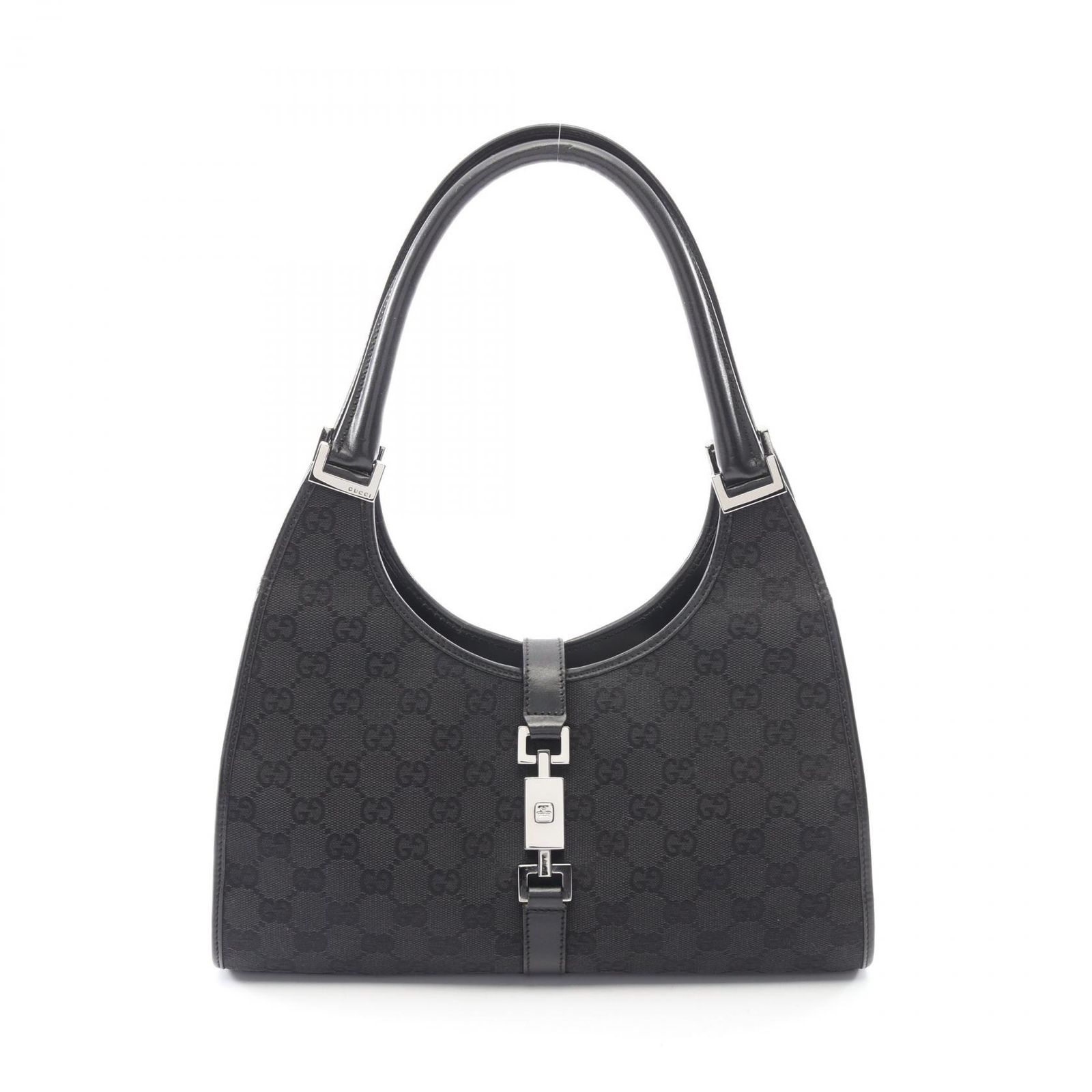 グッチ GUCCI ショルダーバッグ ジャッキー GGキャンバス 01719 ブラック キャンバス レザー ショルダーバッグ レディース Used A