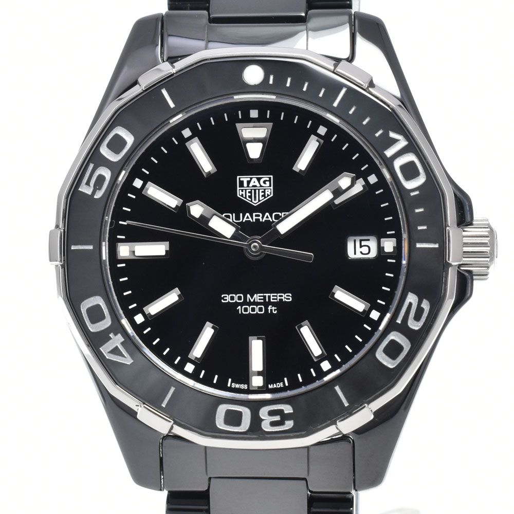 タグホイヤー TAG HEUER WAY1390 アクアレーサー デイト ブラック クォーツ レディース 美品 腕時計 M#148454