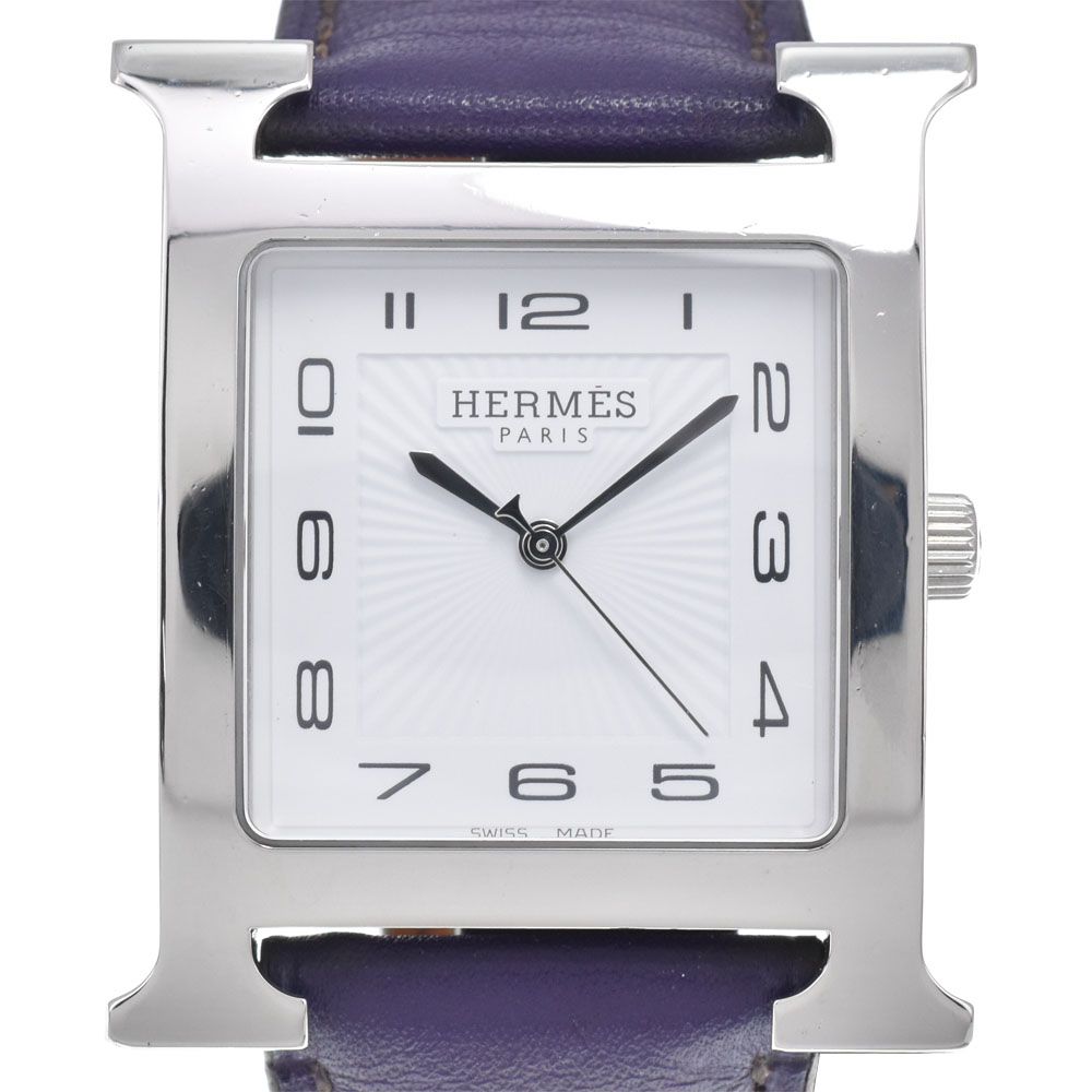 エルメス HERMES HH1.810 Hウォッチ SS /レザー ホワイト クォーツ レディース 腕時計 M#148470
