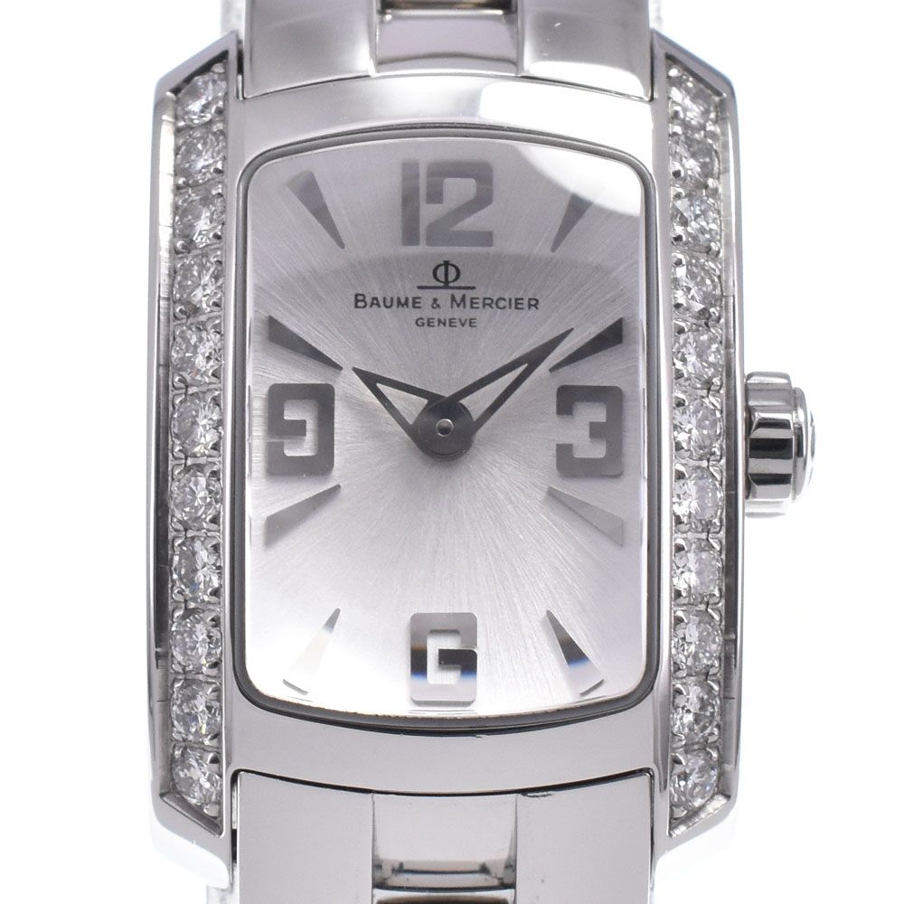 ボーム＆メルシェ Baume & Mercier 65363 ハンプトン ダイヤモンドベゼル クォーツ レディース 美品 箱・保証書付き 腕時計 M#148473