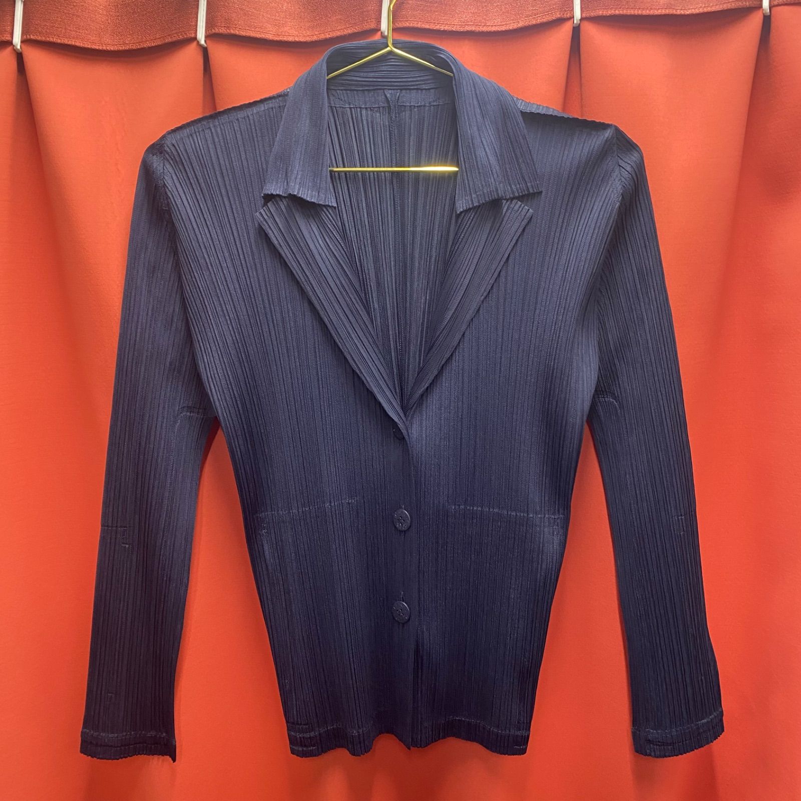 PLEATS PLEASE 長袖シャツ size3 PLEATS PLEASE プリーツプリーズ イッセイミヤケ 長袖 シャツ ネイビー