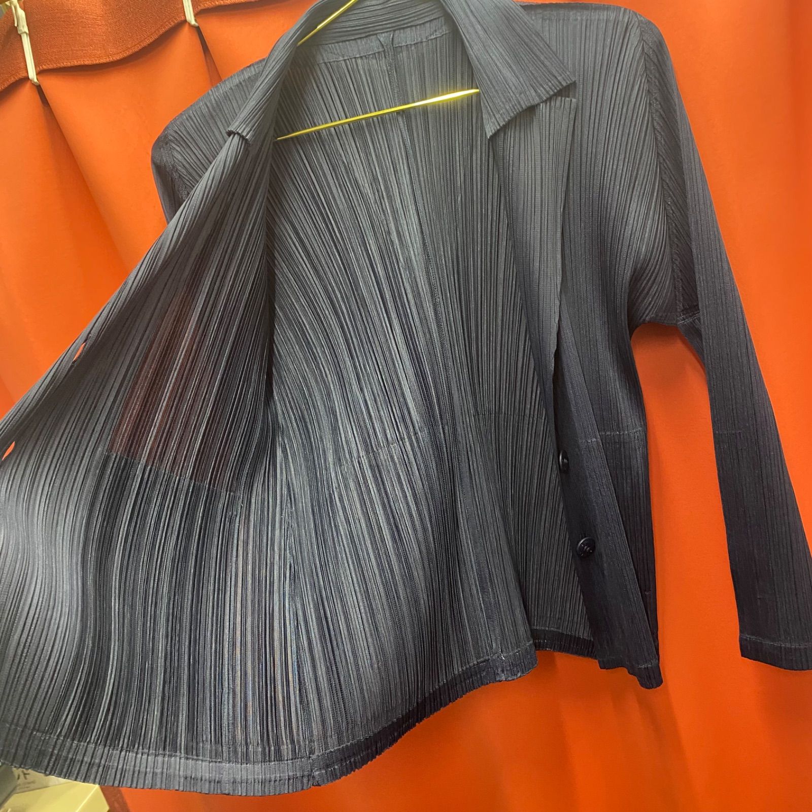 PLEATS PLEASE プリーツプリーズ イッセイミヤケ 長袖 シャツ ネイビー