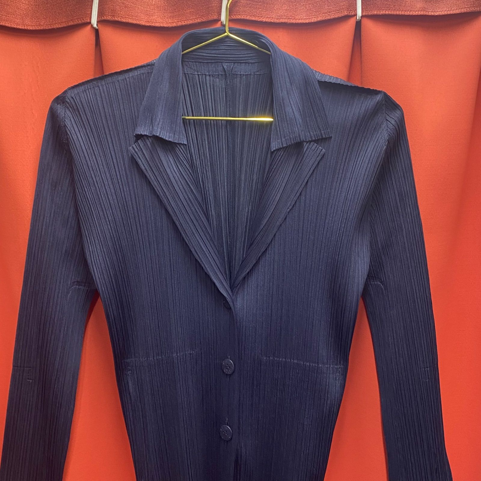 PLEATS PLEASE 長袖シャツ　プリーツプリーズ　新品　サイズ3 PLEATS PLEASE プリーツプリーズ イッセイミヤケ 長袖 シャツ ネイビー