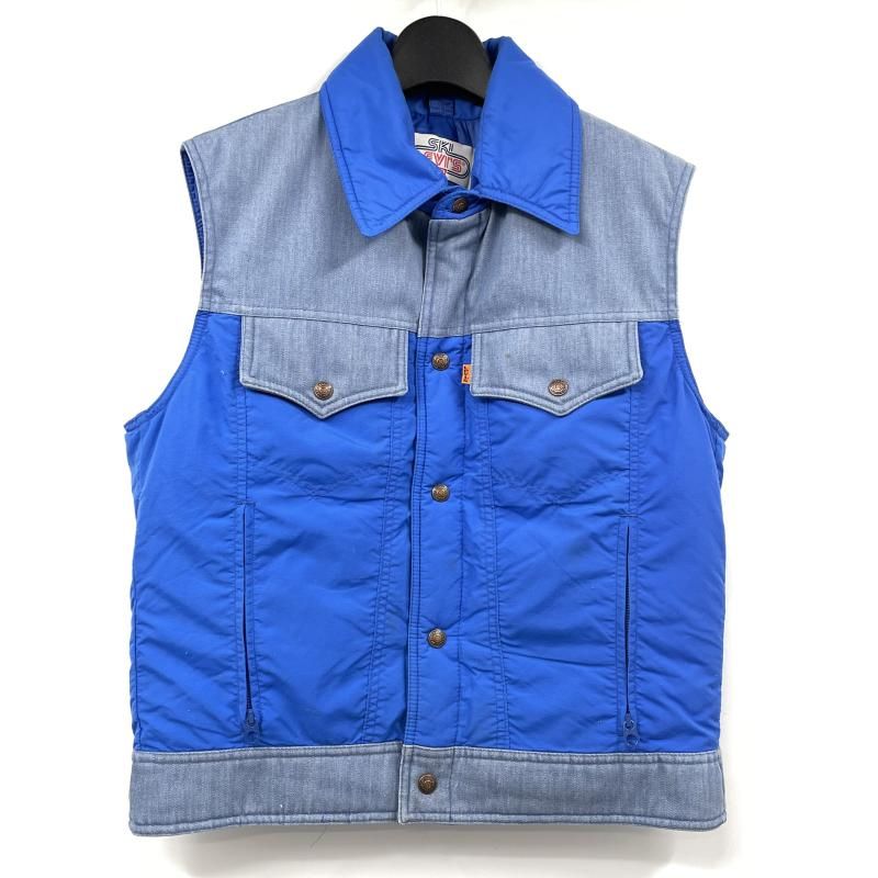 【中古】70s SKI LEVI'S 切り替え中綿ベスト サイズM ブルー×インディゴ リーバイス[17]