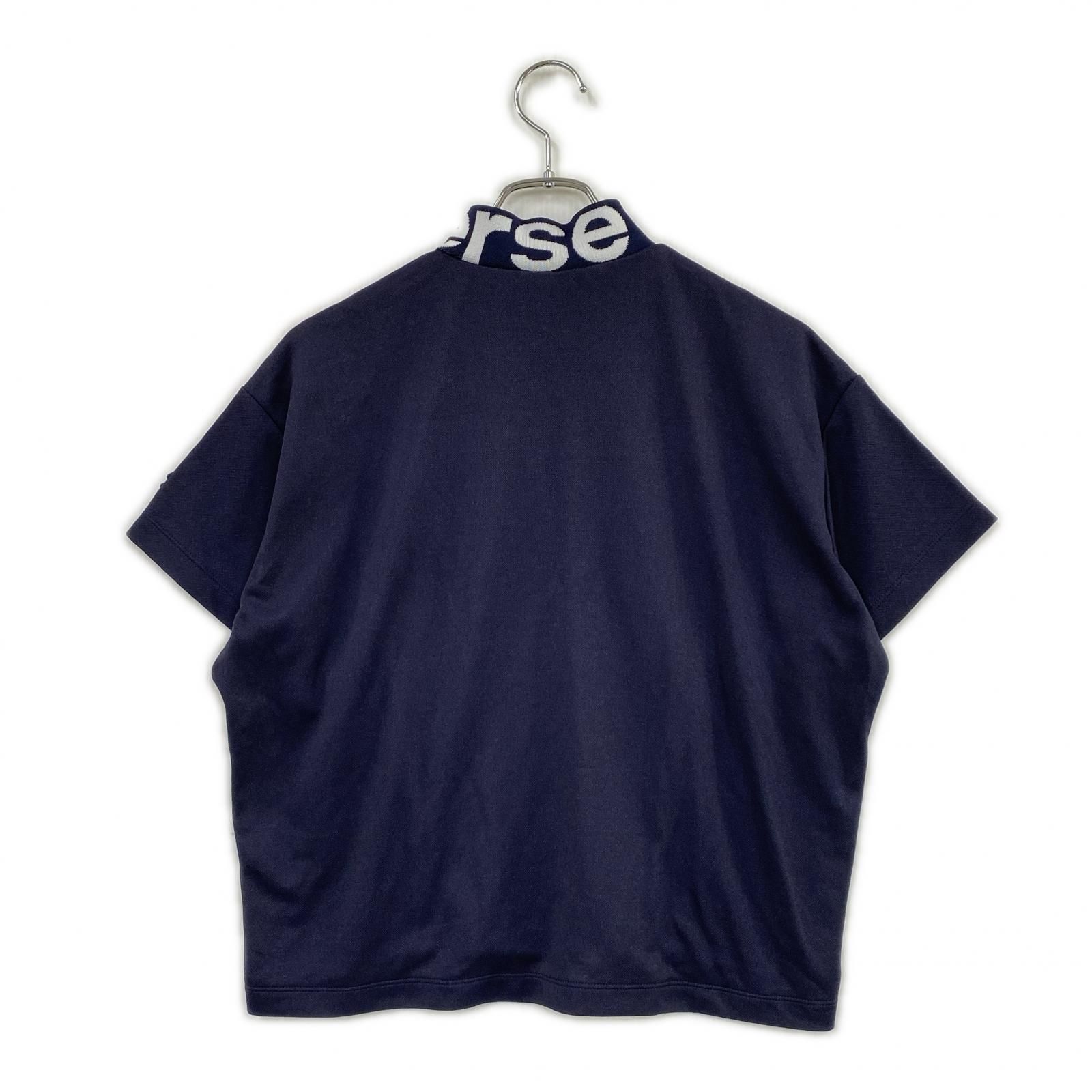 新品 未使用 アンパスィ モックネック ストレッチ ネイビー 紺 XL LL 中古 レディース アンパスィ and per se 半袖シャツ L ネイビー モック