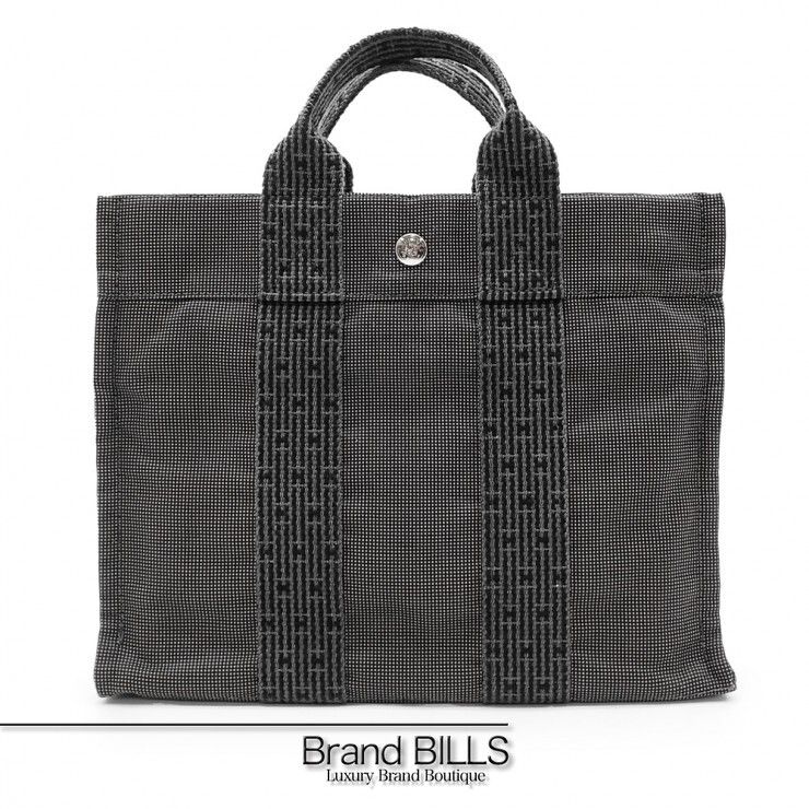 未使用品 HERMES エルメス エールライン トートPM トートバッグ 101056M ナイロンキャンバス グレー ユニセックス