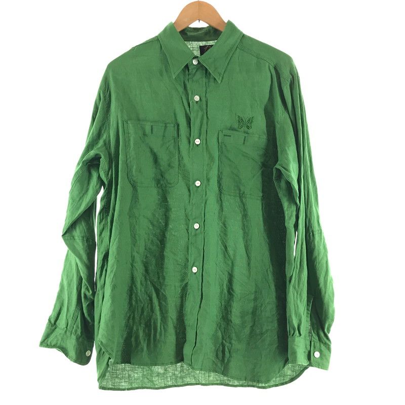 【中古品】 NEEDLES ニードルス OT206 WORK SHIRT ワークシャツ 長袖シャツ グリーン SIZE:L 【140-260617-io-01-fuzh】