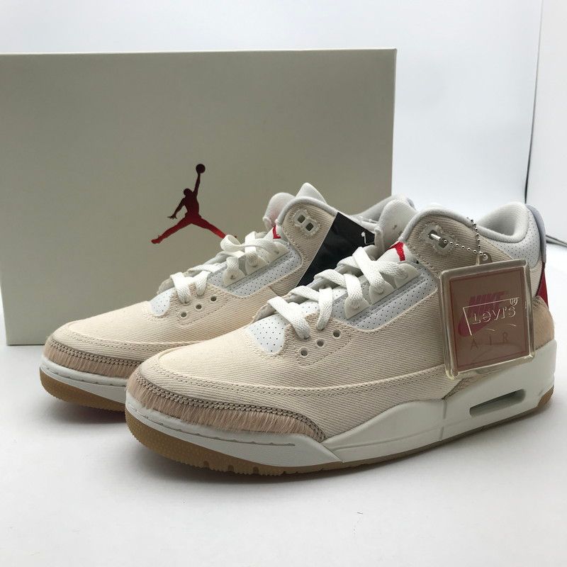 【中古美品】 LEVI'S×NIKE リーバイス×ナイキ IR0910-400 AIR JORDAN 3 RETRO SP ECRU DENIM 27.0cm 箱・黒タグ付属 スニーカー 靴 【160-260617-io-12-fuzh】
