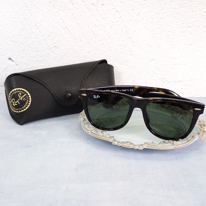 レイバン Ray-Ban WAYFARER ウェイファーラー BR2140-F サングラス アセテート ライトハバナ べっこう柄 グリーン メンズ レディース ユニセックス ケース付き【中古】【ABランク】