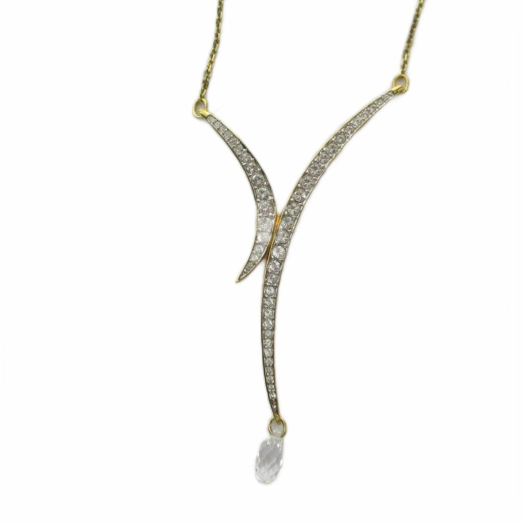 スワロフスキー SWAROVSKI ネックレス アクセサリー ラインストーン クリスタル ゴールド色 ■GY11 /MQ