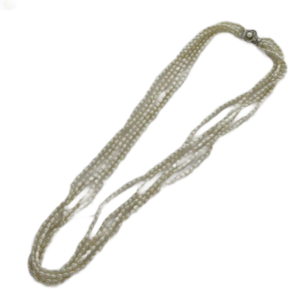 ノーブランド品 3連 真珠 パール ネックレス アクセサリー ペンダント 白 ホワイト 約47.18g ■GY18 /MQ