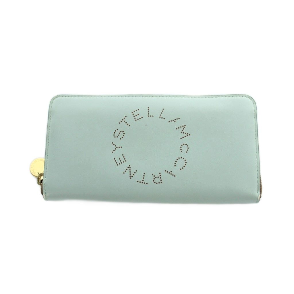 ステラマッカートニー STELLA McCARTNEY 長財布 ウォレット レザー ロゴ ラウンドファスナー 青 ブルー 緑 グリーン ■GY18 /MQ