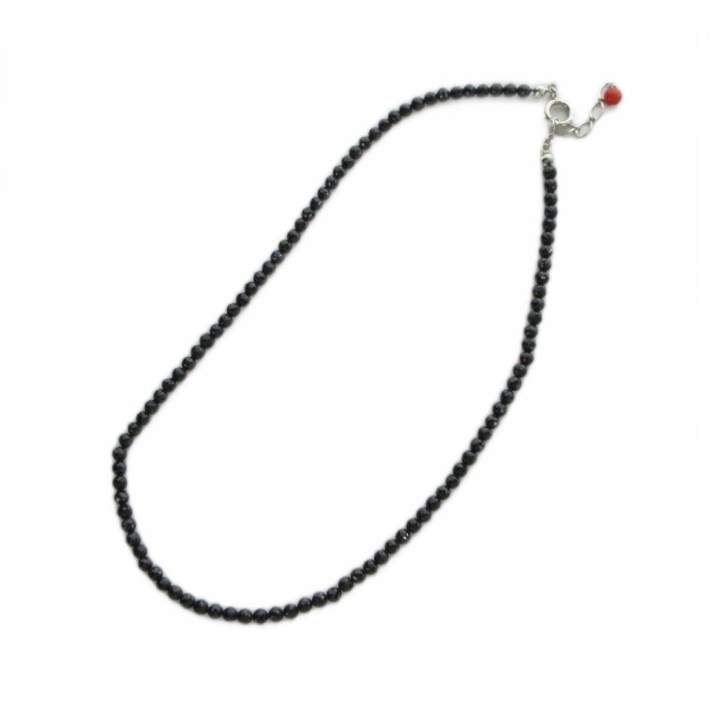ノーブランド品 ネックレス アクセサリー 天然石 ブラックスピネル 黒 ブラック ■GY11 /MQ