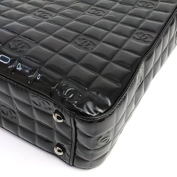 シャネル CHANEL チョコバー トートバッグ パテント 黒 SV金具 7番台