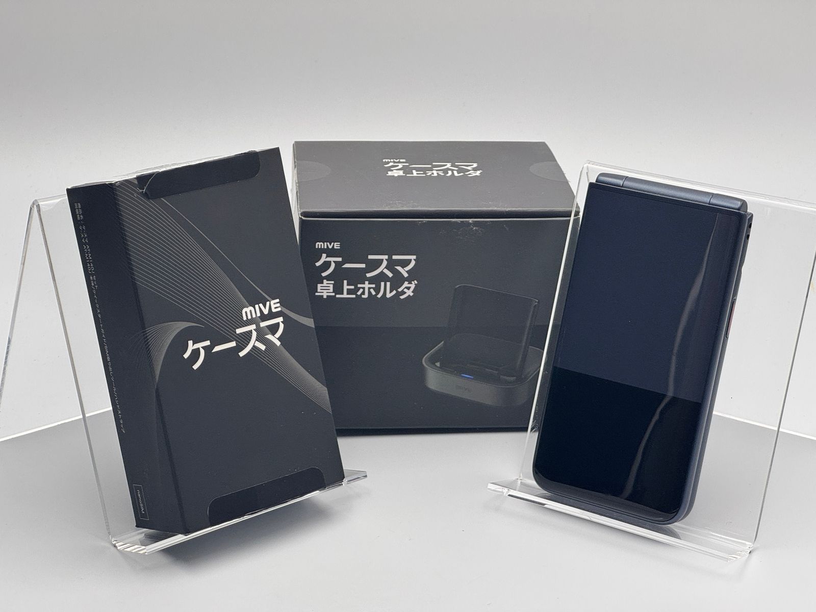 【卓上ホルダー付き中古A】MIVE ケースマ AT-M140J インディゴブラック SIMフリー 白ロム
