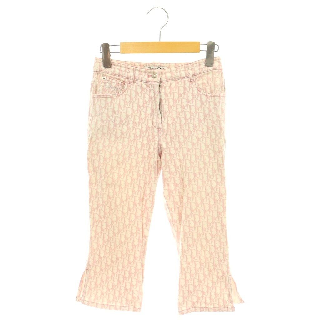 クリスチャンディオール Christian Dior トロッター パンツ クロップド サブリナ ロゴ 総柄 USA6 ピンク ホワイト 4P12044620 /DO ■GY5