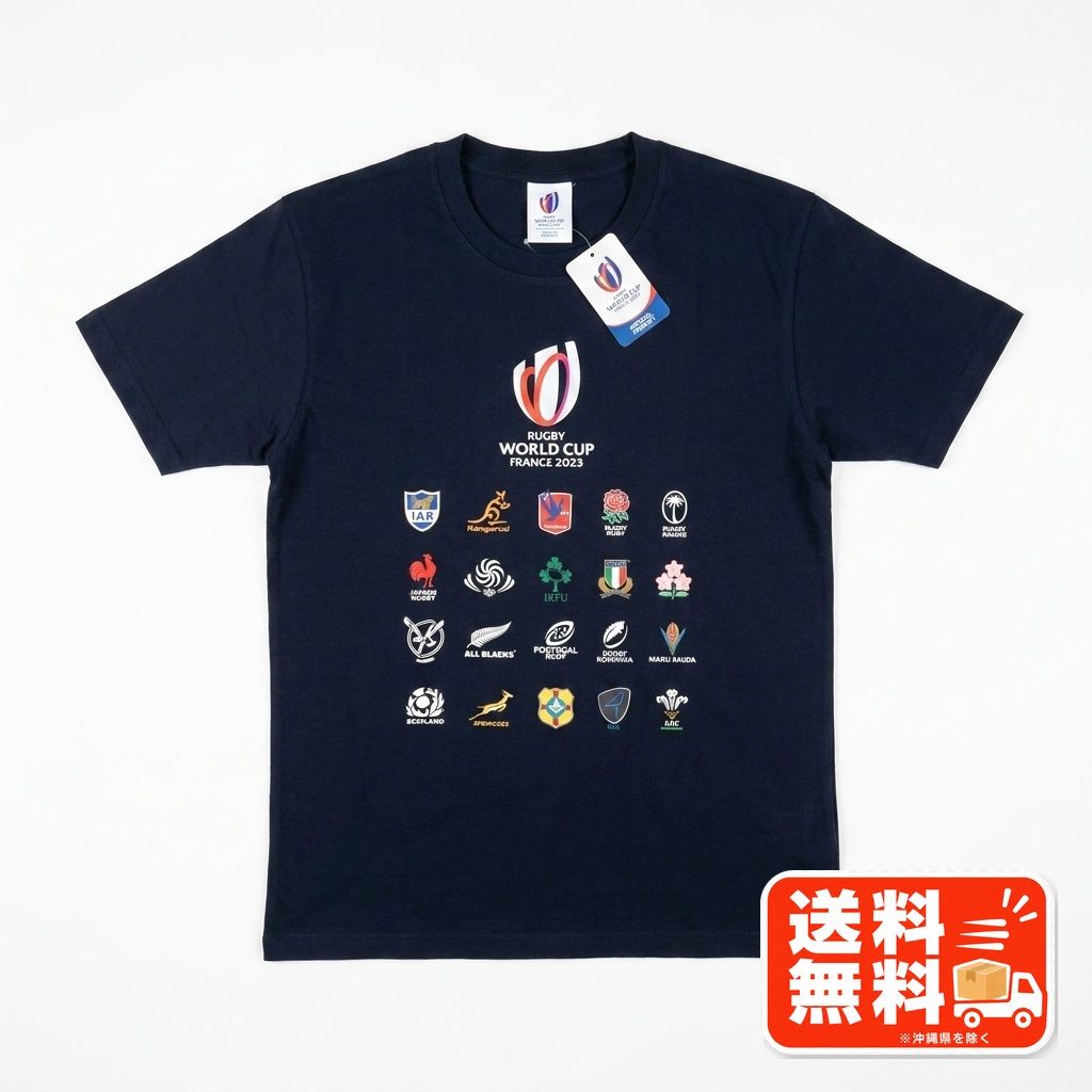 サイン入り RWC ラグビーワールドカップ 日本代表ティーシャツ 人気のネイビー RUGBY WORLD CUP ラグビーワールドカップ Tシャツ ネイビー Wilson風