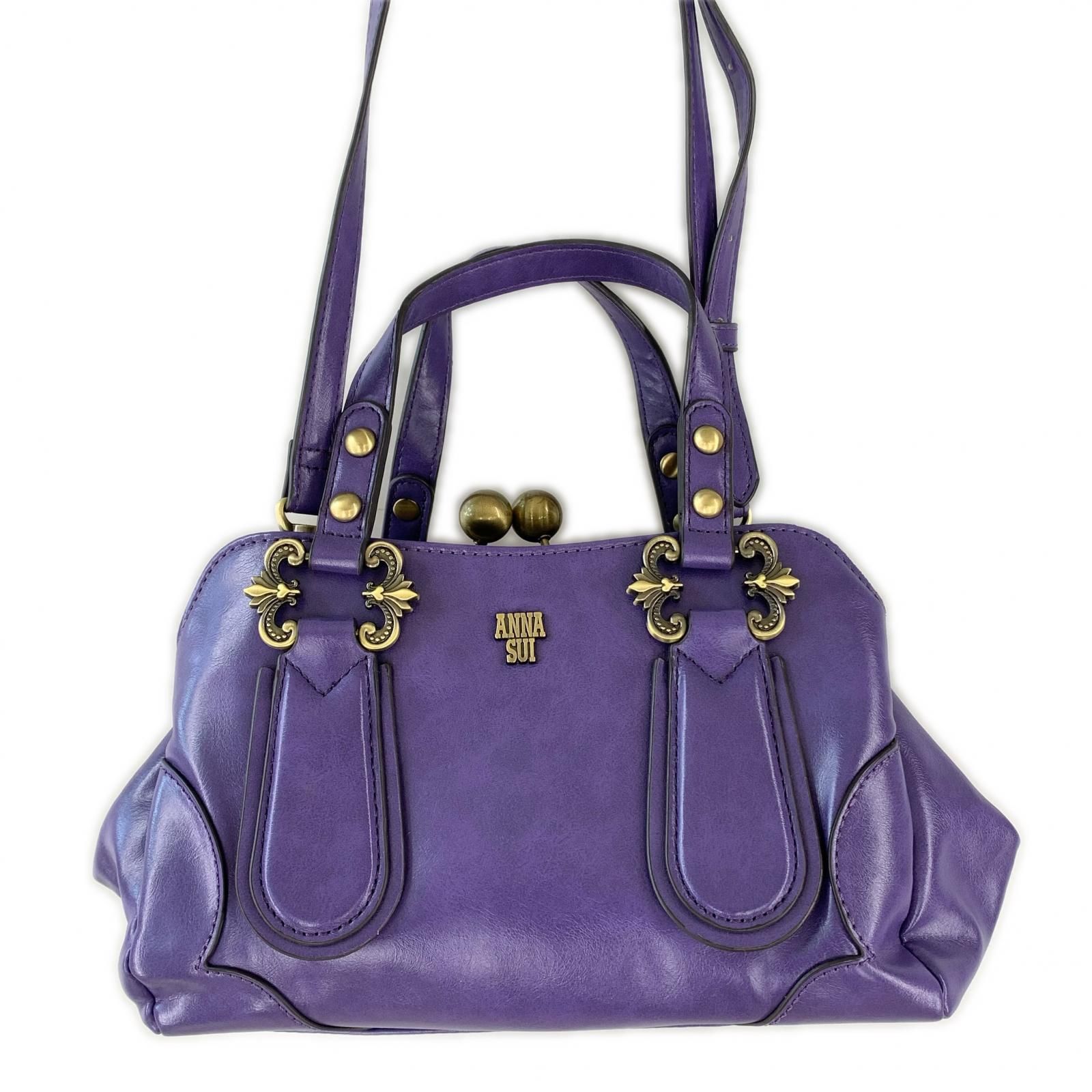 ANNA SUI アナスイ がま口ハンドバッグ/パープル