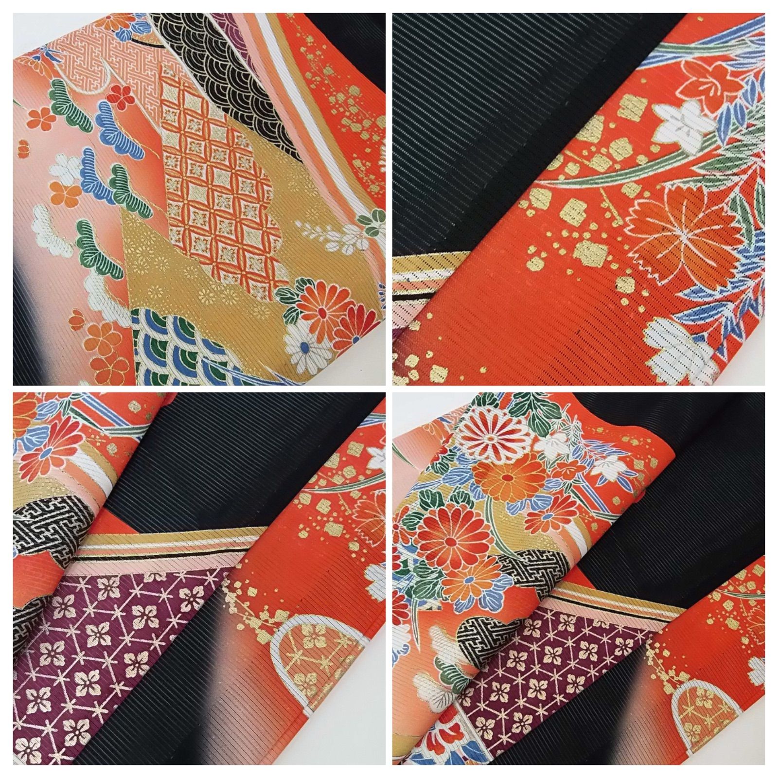 豪華絢爛 御所車に四季花文様 洗える夏黒留袖 駒絽 金彩 五つ紋 比翼