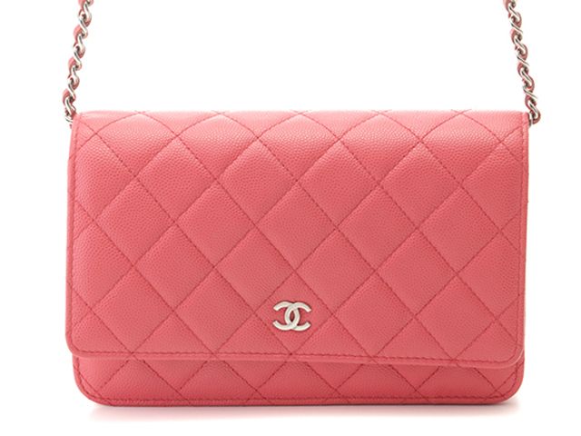 CHANEL シャネル マトラッセ チェーンウォレット ショルダーバッグ キャビアスキン ピンク/SV レディース【中古】472 212,520円