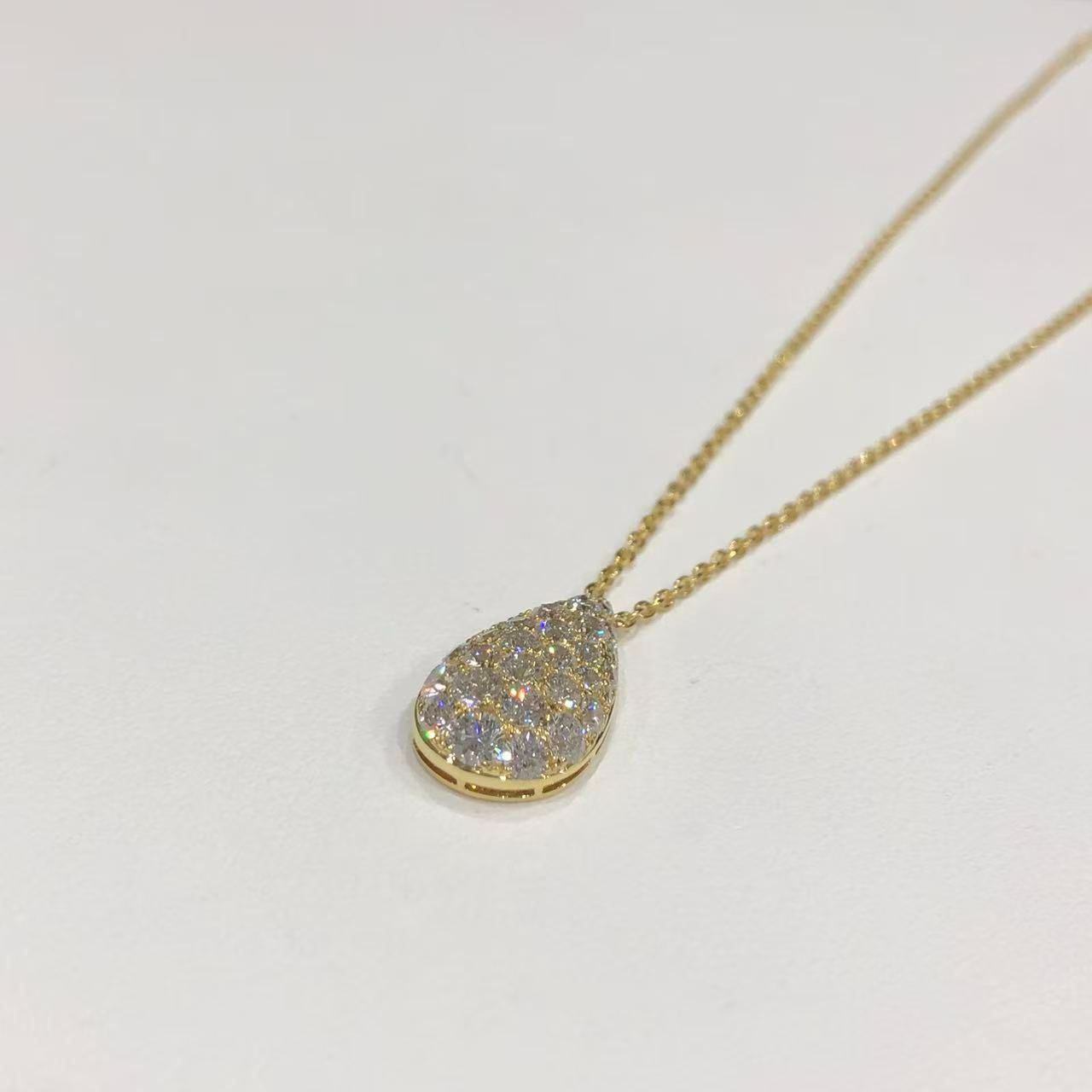 チャー CHAR ドロップ ネックレス K18YG ダイヤモンド パウェ 1.51ct 46cm レディース【中古】