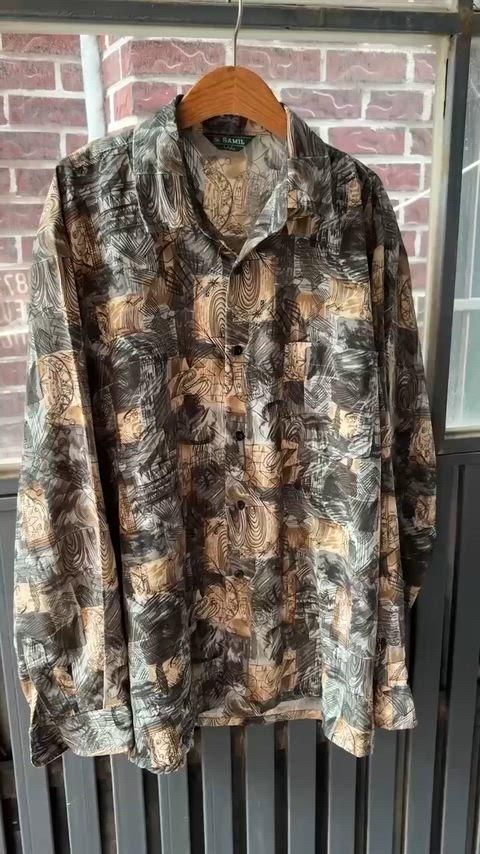 ヴィンテージサミルアートグラフィックシルクパータンシャツ