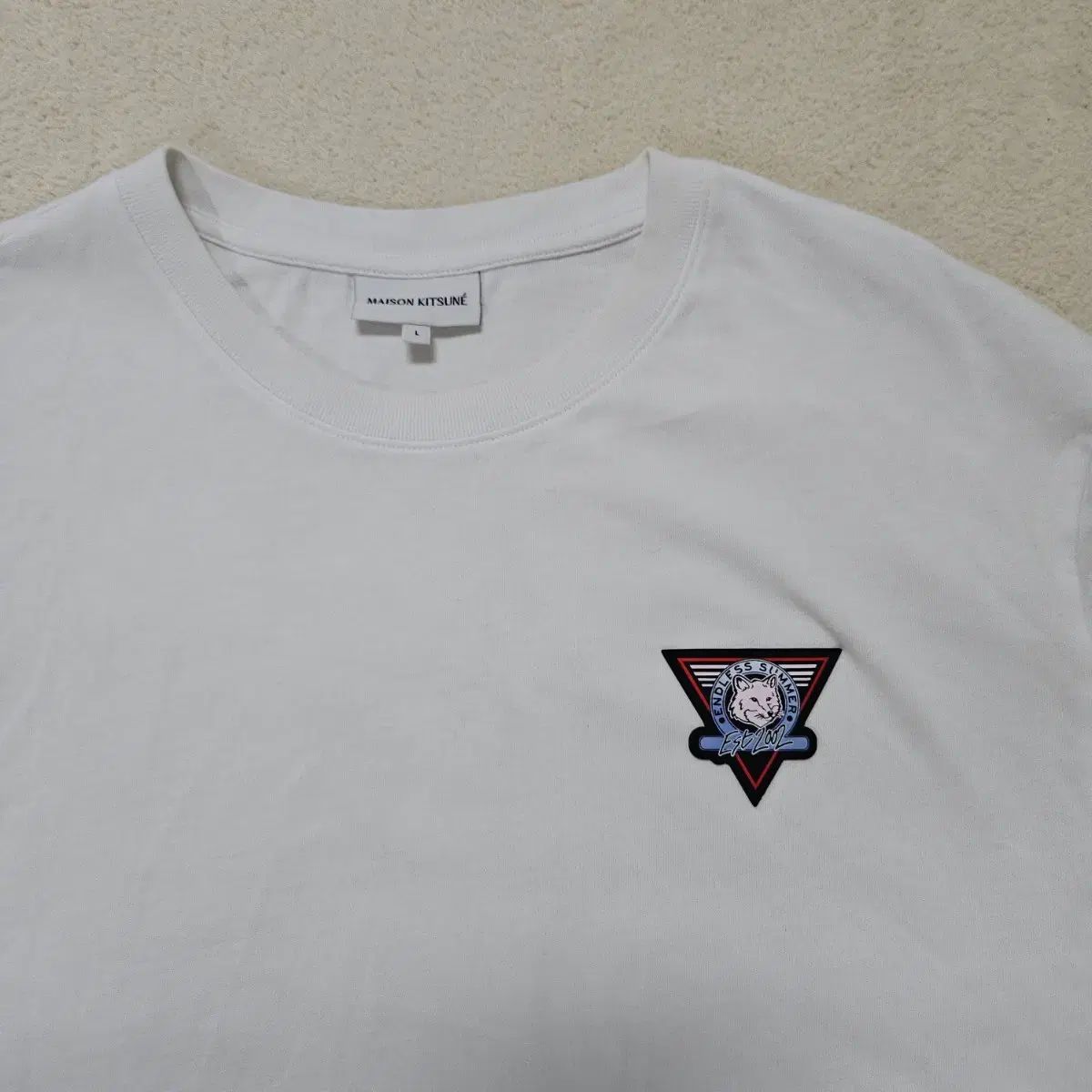 メゾンキツネ サーフ コラージュ オーバーサイズ 白 半袖Tシャツ