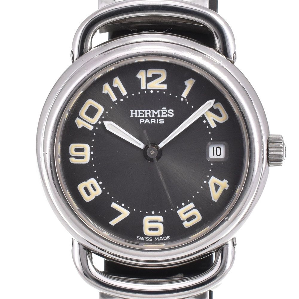 値下 エルメス HERMES PU2.210 プルマン D-バックル デイト クォーツ レディース 良品 □#142991