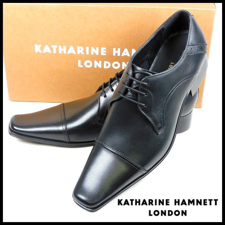 新品 KATHARINE HAMNETT LONDON キャサリンハムネット madrasマドラス ストレートチップ 25.5cm 黒 本革 ビジネスシューズ メンズ 紳士 箱付き