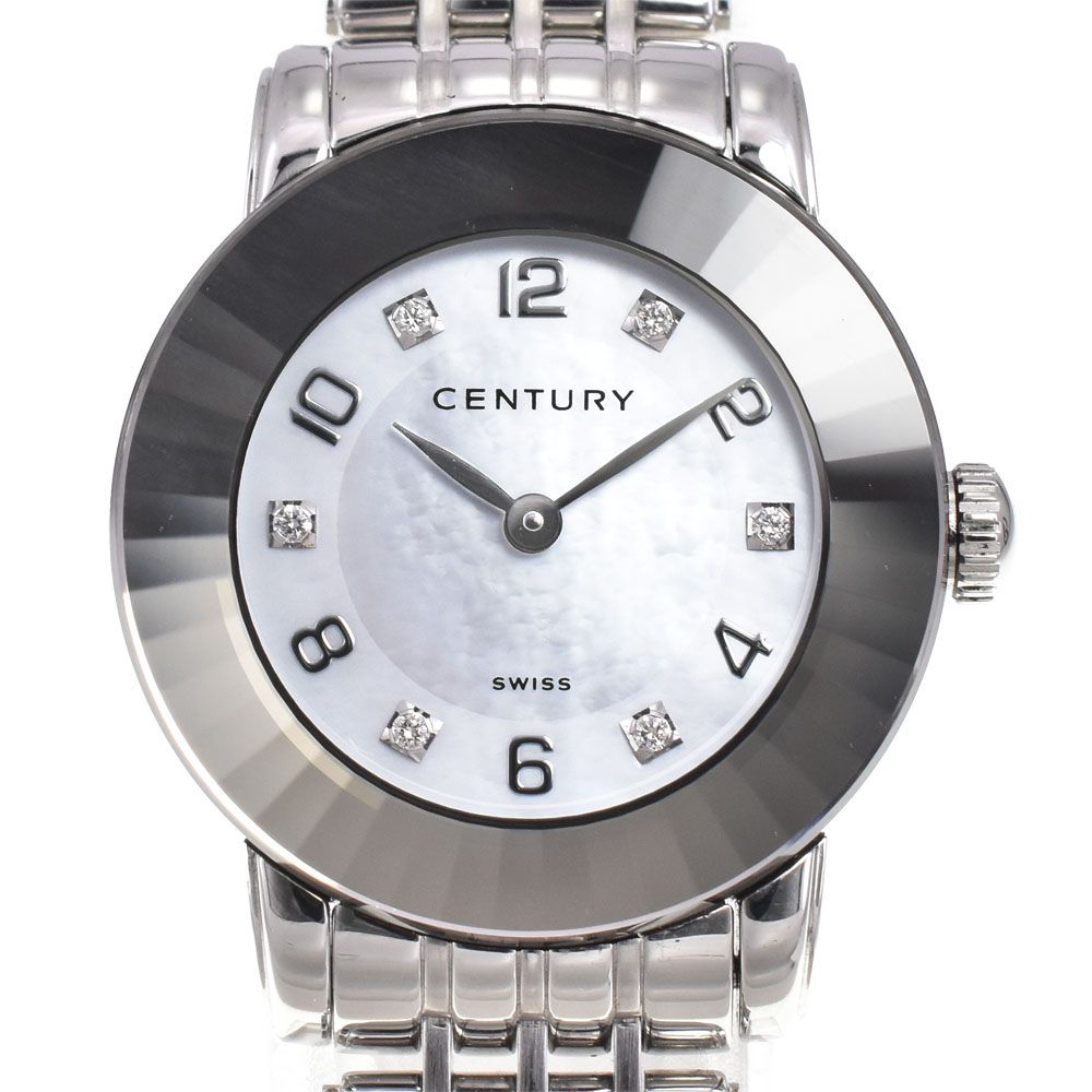 値下 センチュリー CENTURY タイムジェム 6P ダイヤモンド クォーツ レディース 美品 A#143347
