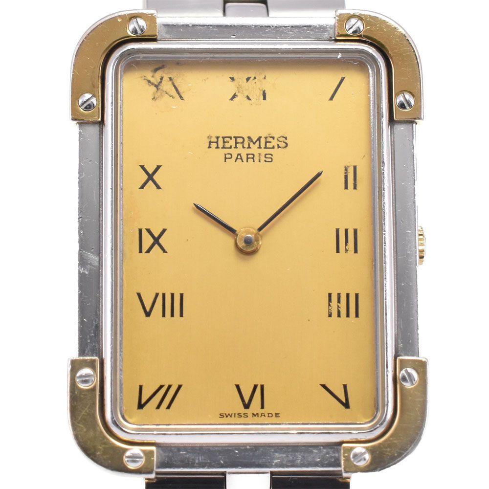 値下 エルメス HERMES クロアジュール SS/GP クォーツ レディース □#144111