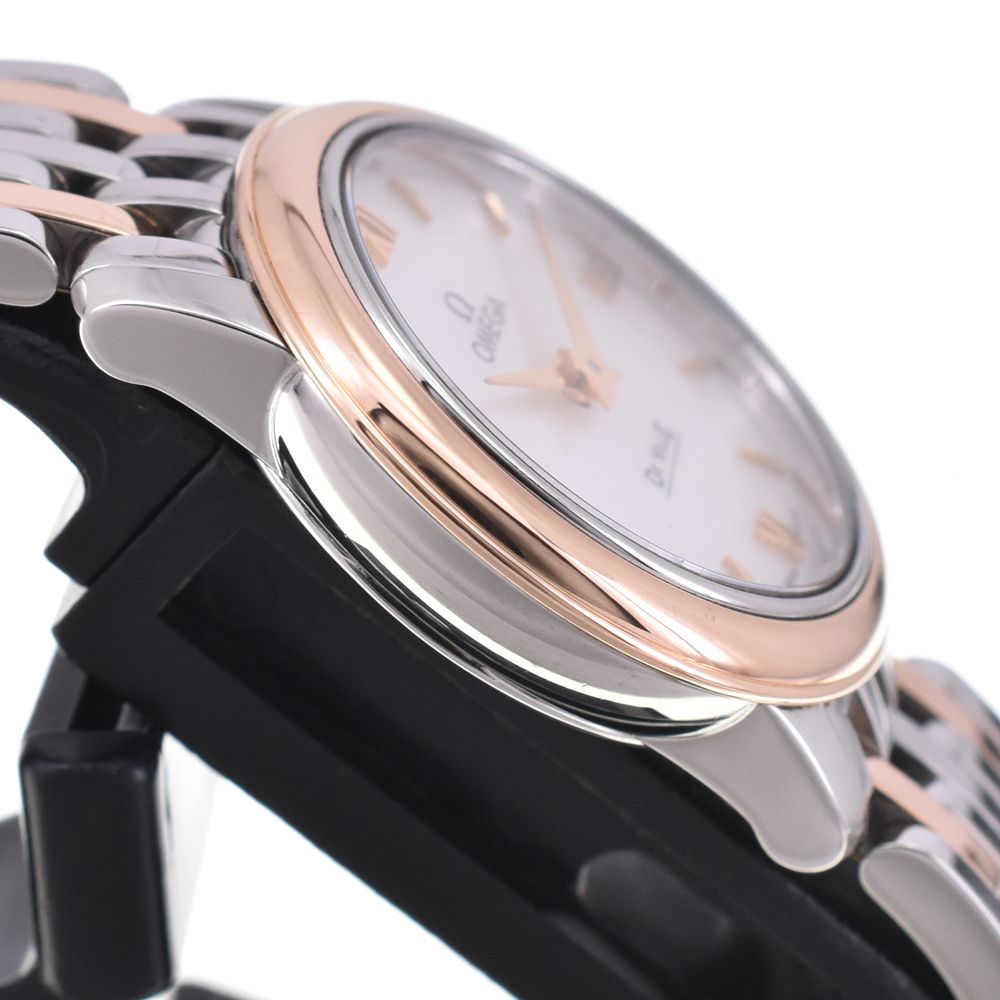 値下 オメガ OMEGA 424.20.24.60.05.002 デビル プレステージ SS/K18RG シェル クォーツ レディース 良品 □#144668