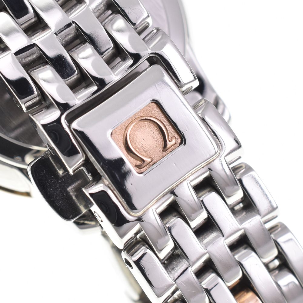 値下 オメガ OMEGA 424.20.24.60.05.002 デビル プレステージ SS/K18RG シェル クォーツ レディース 良品 □#144668