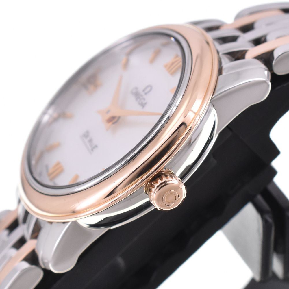 値下 オメガ OMEGA 424.20.24.60.05.002 デビル プレステージ SS/K18RG シェル クォーツ レディース 良品 □#144668
