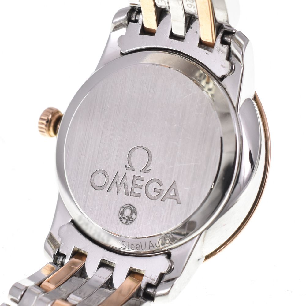 値下 オメガ OMEGA 424.20.24.60.05.002 デビル プレステージ SS/K18RG シェル クォーツ レディース 良品 □#144668
