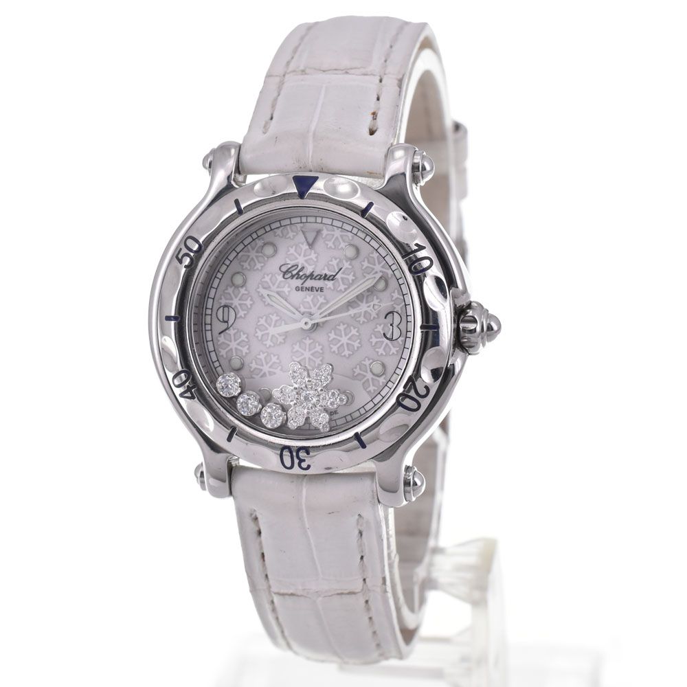 値下 ショパール Chopard 27/8245-21 ハッピースポーツ スノーフレーク 3P ダイヤ クォーツ レディース 良品 □#145028