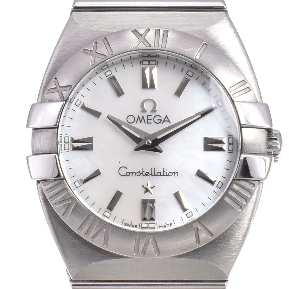 値下 オメガ OMEGA 1581.70 コンステレーション ダブルイーグル ホワイトシェル クォーツ レディース 良品 腕時計 □#144658