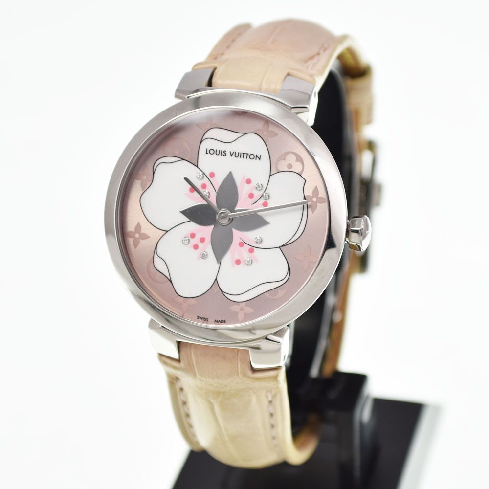 値下 ルイ・ヴィトン LOUIS VUITTON Q13MJE タンブール サクラ 8P ダイヤモンド ピンク クォーツ レディース 美品 腕時計 □#145300 値下 ルイ・ヴィトン LOUIS VUITTON Q13MJE タンブール サクラ 8P ダイヤモンド ピンク クォーツ レディース 美品 腕時計 □#145300