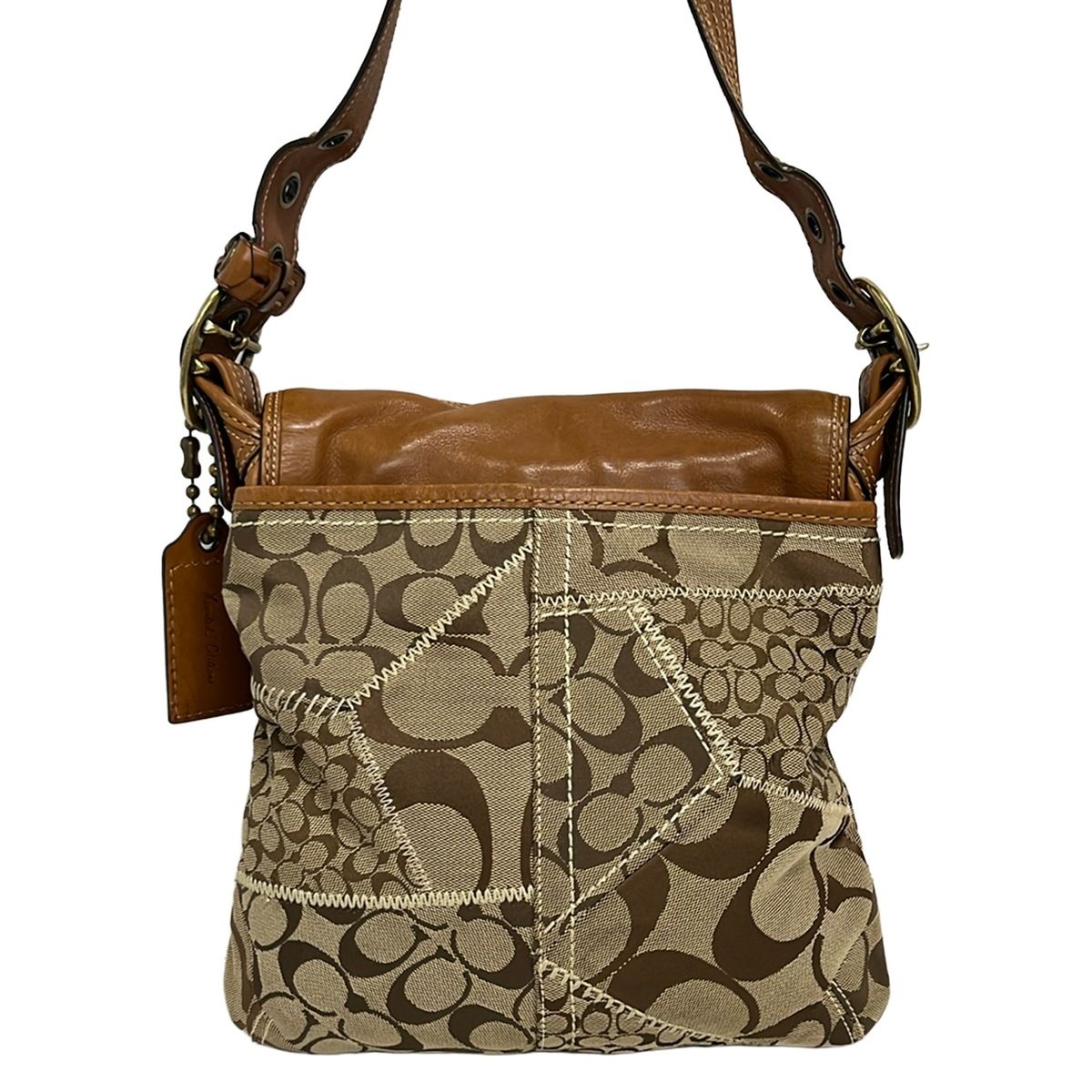 COACH(コーチ) ショルダーバッグ パッチワークシグネチャー 11454 カーキ×ブラウン 066 of 540 Limited Edition レザー COACH(コーチ) ショルダーバッグ パッチワークシグネチャー 11454 カーキ×ブラウン 066 of 540 Limited Edition レザー