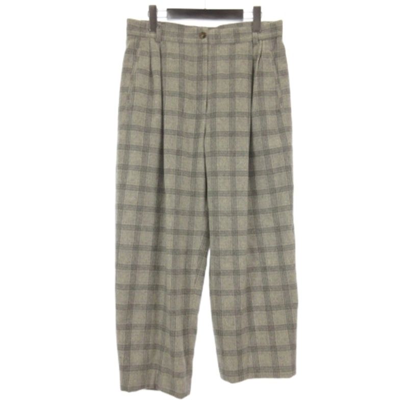 アニオナ AGNONA セットアップ ベスト パンツ チェック カシミヤ グレー 48 ■GY47