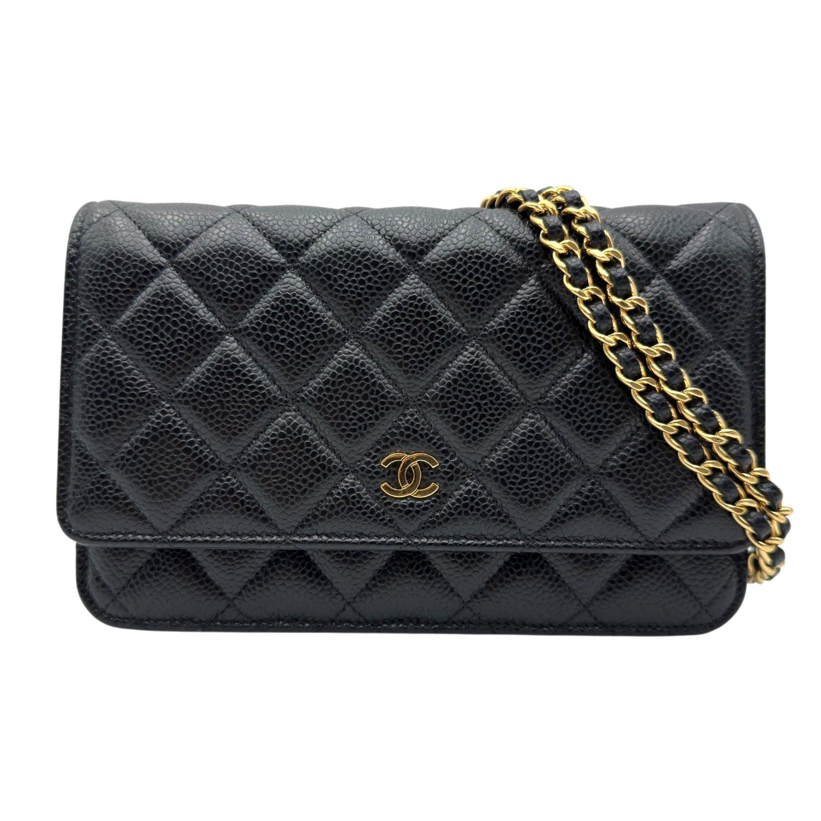 シャネル CHANEL マトラッセ チェーンウォレット AP0250 ブラック ゴールド金具 キャビアスキン レディース ショルダーバッグ