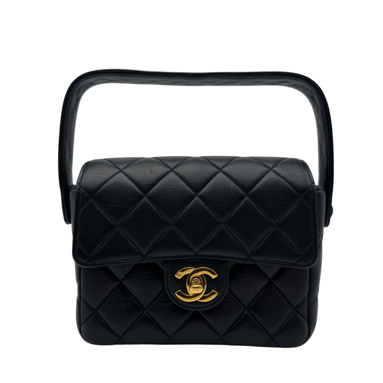 シャネル CHANEL ミニマトラッセ ハンドバッグ 3番台 ネイビー ゴールド金具 ラムスキン レディース ハンドバッグ