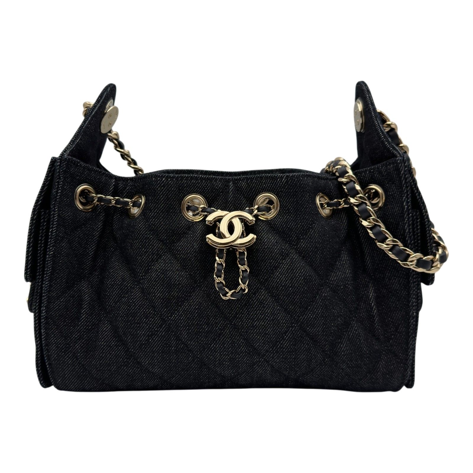 シャネル CHANEL CHANEL25 ミニハンドバッグ AS5631 ブラック ゴールド金具 デニム レディース ハンドバッグ 508,400円