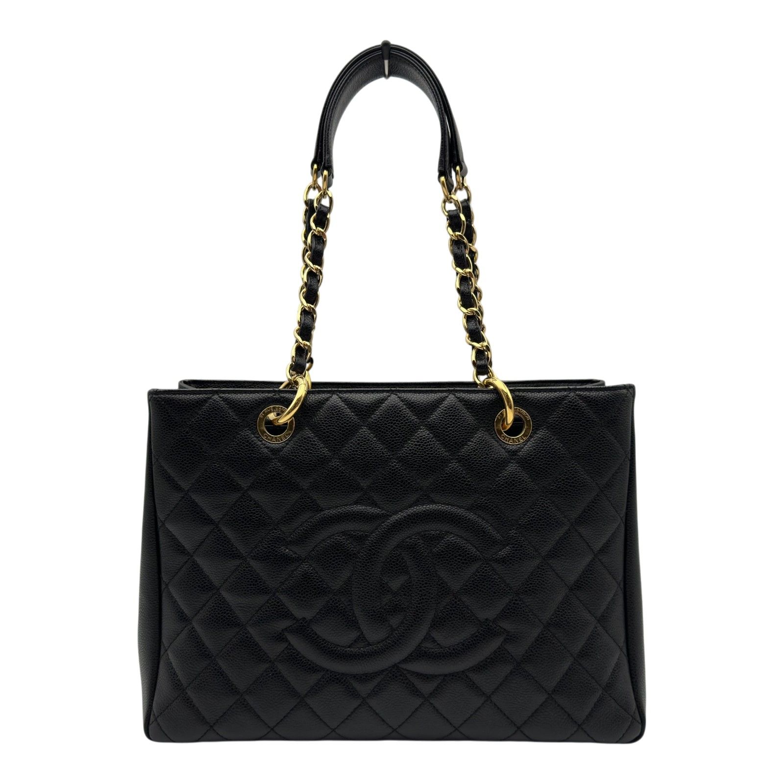 シャネル CHANEL GSTチェーントートバッグ A50995 19番台 ブラック ゴールド金具 キャビアスキン レディース トートバッグ