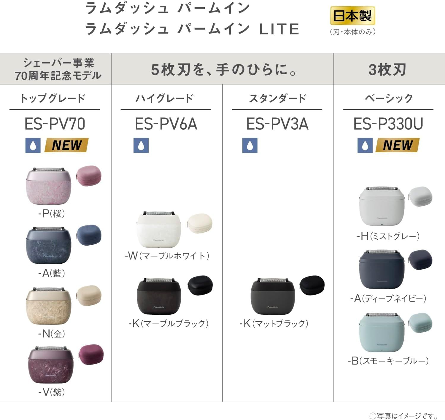パナソニック ラムダッシュ パームインシェーバー メンズシェーバー 70th ANNIVERSARY EDITION 石目調タイプ 5枚刃 藍 ES-PV70-A [藍] [単品]