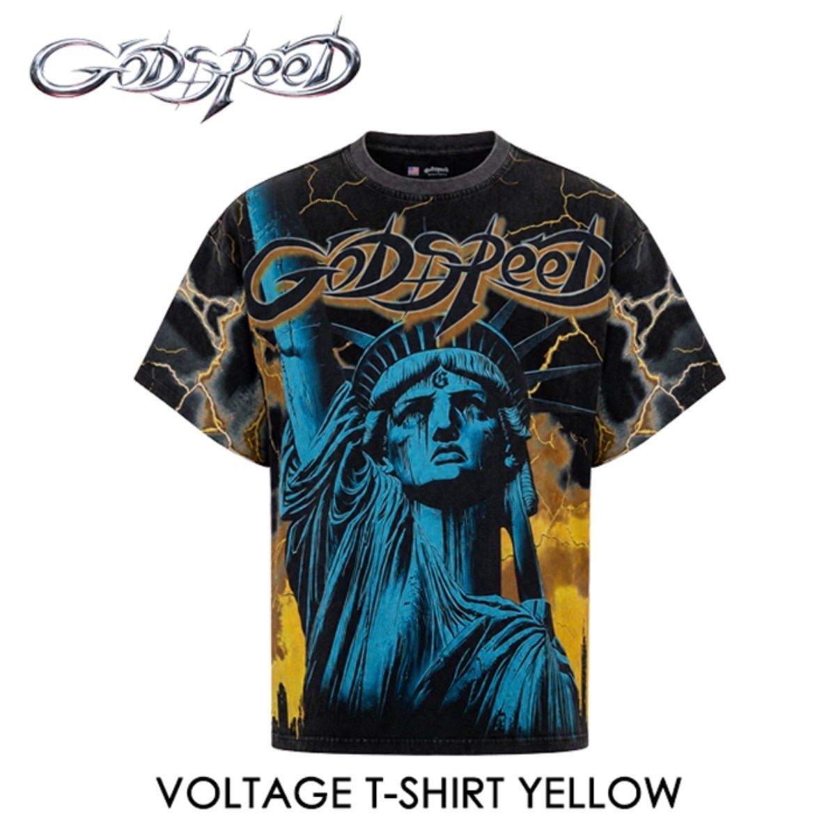 【 本国現地価格 】【26SS】【最新作】GODSPEED VOLTAGE T-SHIRT【イエロー】【Tシャツ】【Sサイズ】【Mサイズ】【ロゴ吊り下げタグ付き】【保存袋付き】