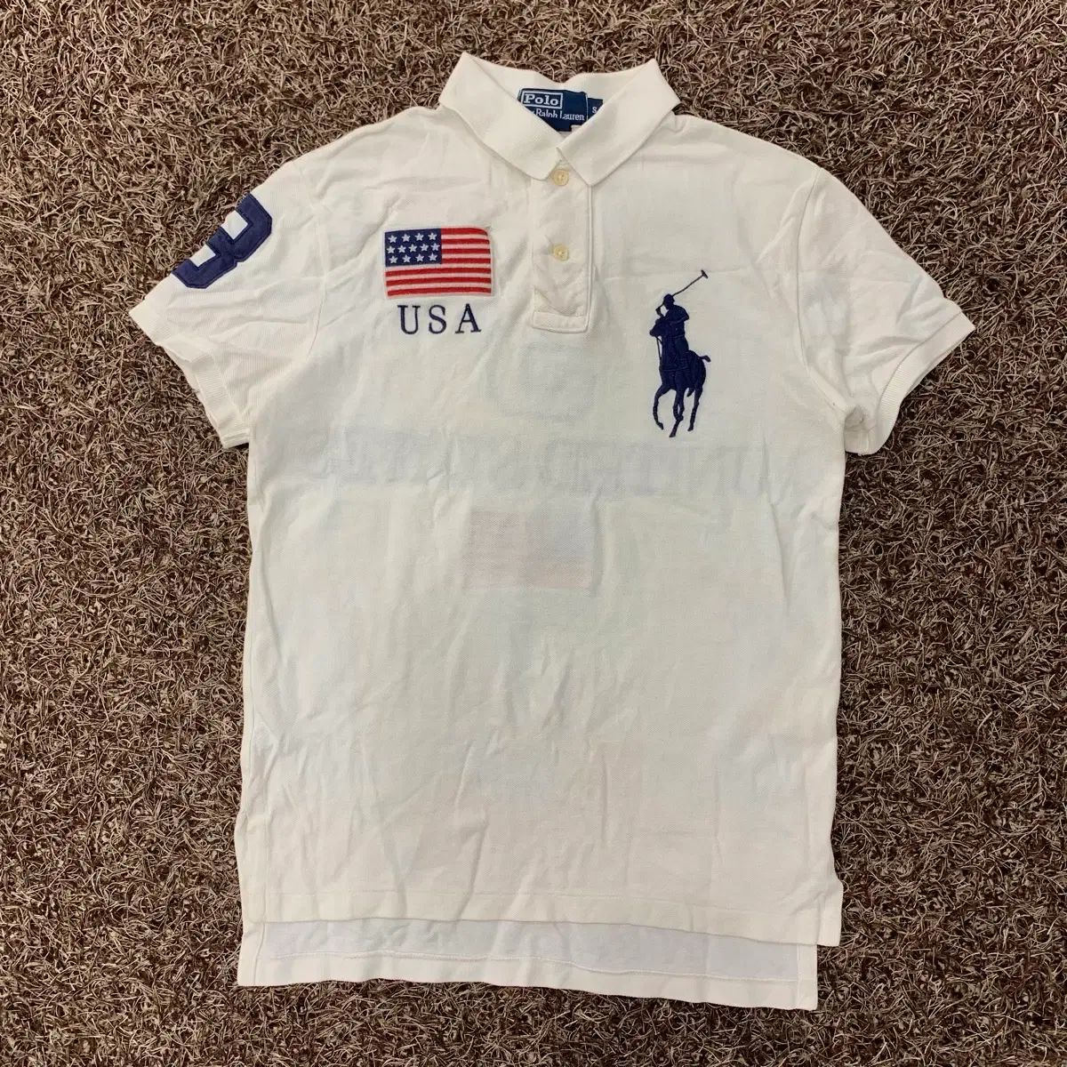 S ポロラルフローレン ビックポニー 星条旗 USA チーフキーフ カラ 半袖 Tシャツ