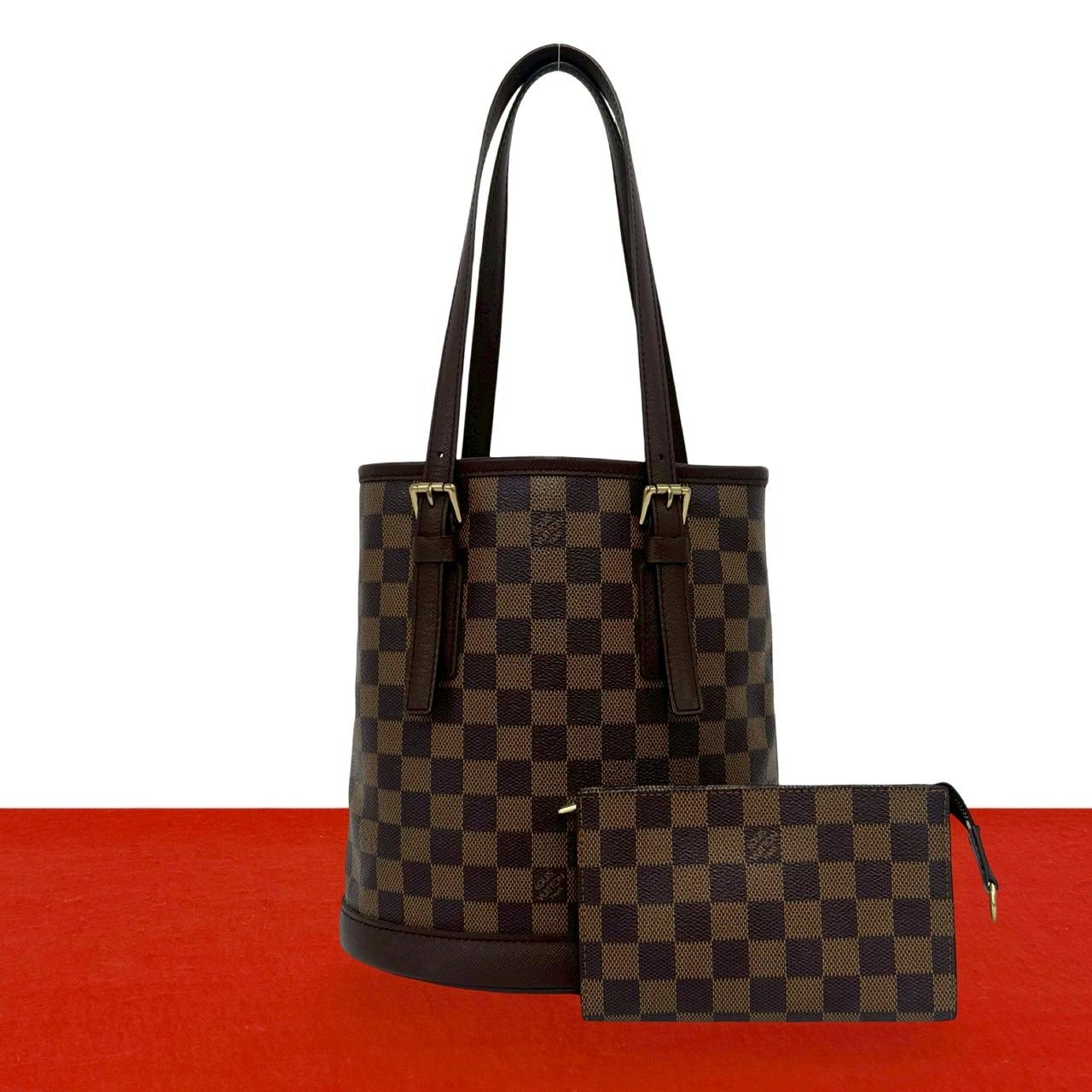 極 美品 LOUIS VUITTON ルイヴィトン マレ ダミエ レザー 本革 セミ